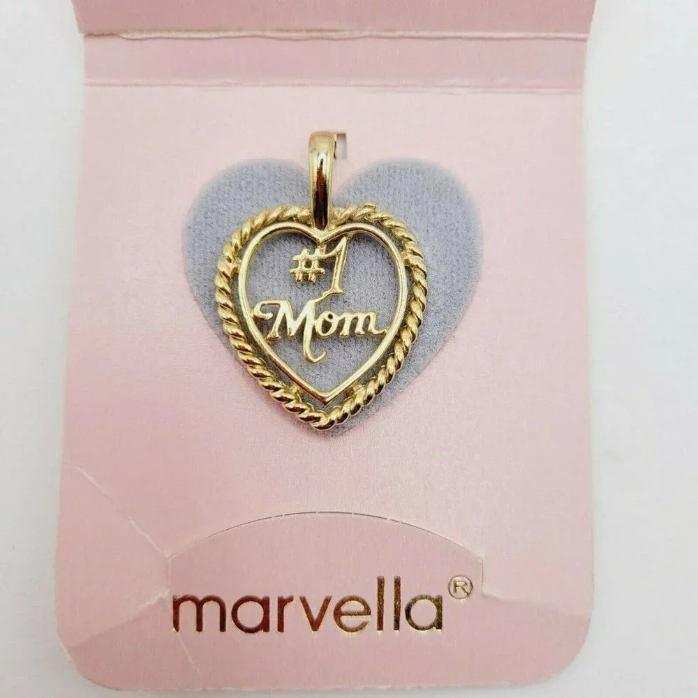 Vintage Marvella #1 Mom Pendant Gold Tone New On Card Registration # Delicate